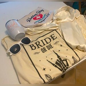 Bridal shower or bachelorette kit! With shirt, robe, bag, tumbler and glasses